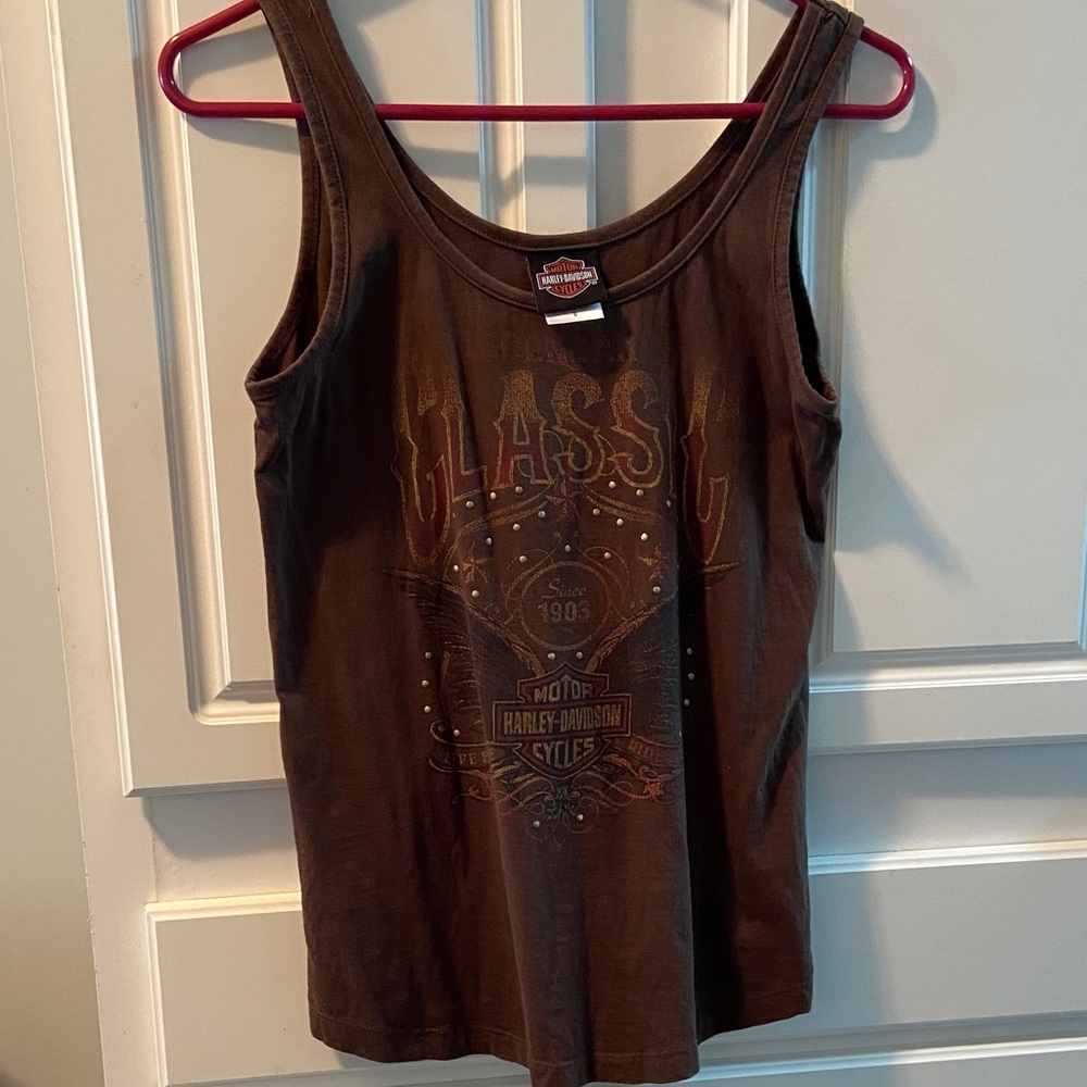 Harley‑Davidson Brown Graphic Scoop Neck Tank